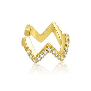 925 Sterling Silver Gold CZ Zigzag Ear Cuff